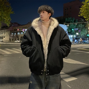 冬季新款外景设计感连帽夹克棉服男潮情侣款宽松外套MF00372/P135图片