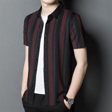 2023夏季新款男士短袖衬衫商务休闲条纹内搭外穿中年男装衬衣外套，男装衬衫，电商B212（原钱塘6029）