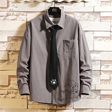 LC42107-P45加绒款P55痞帅领带长袖衬衫男士大码dk制服男jk砖墙，男装衬衫，电商A040A