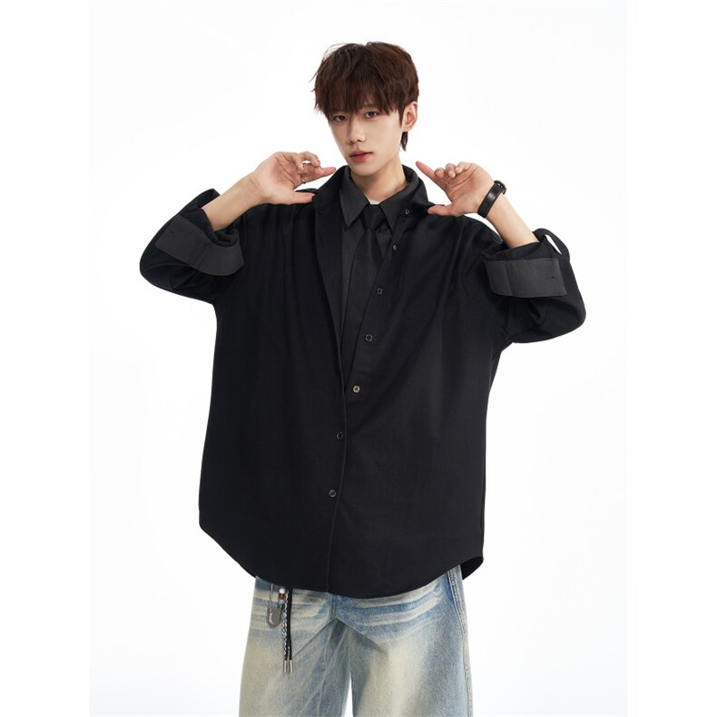 xz603-CS5170-特P70-控128，高品质假两件衬衫配领带，男装衬衫，星座603