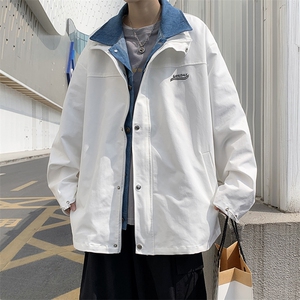 春秋宽松休闲假两件拼接外套男日系复古潮流夹克上衣 W3037-P56图片