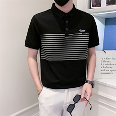 TX19-P55男T恤夏季短袖半袖新款半截袖POLO衫条纹T恤1，男装T恤，电商D327