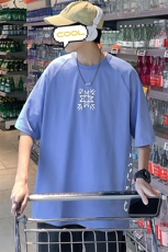 夏装港风纯棉立体T恤圆领潮牌拼接短袖男女同款1577-P38控价58，男装T恤，电商A441-1