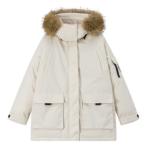 CC050-P130 情侣派克服2025新款棉服短款工装连帽宽松大毛领外套图片