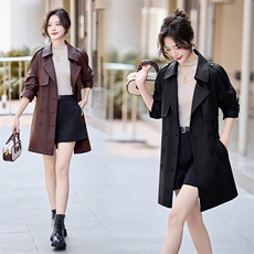 安克拉红色皮衣女2024新款小个子皮夹克秋季pu皮风衣外套女高级感，女装皮衣，美拉德工厂直营店
