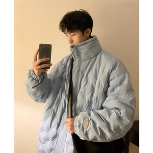 1定制面料棉衣大码M-5XL港风情侣半高领棉服外套男8707P125控168图片
