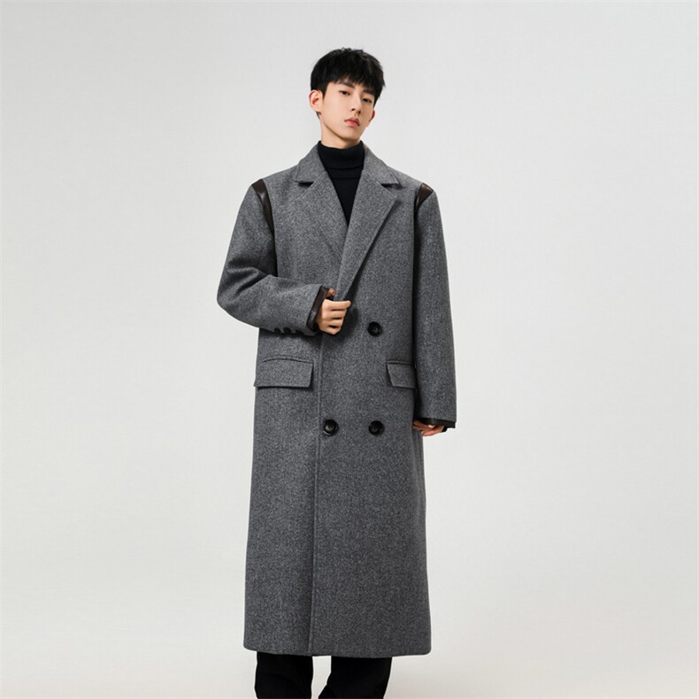 中长款大衣男过膝秋冬风衣韩版高级感长款宽松高个子外套FY208，男装风衣，星座903-1