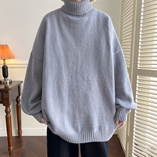 秋冬休闲纯色百搭毛衣男士美式oversize套头高领针织衫MY102-P40，男装针织衫/毛衣，电商A001