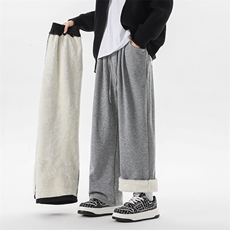 8XL-M特大码工装加绒裤男纯色宽松裤卫裤休闲基础款K995P65，男装休闲裤，电商D206-1