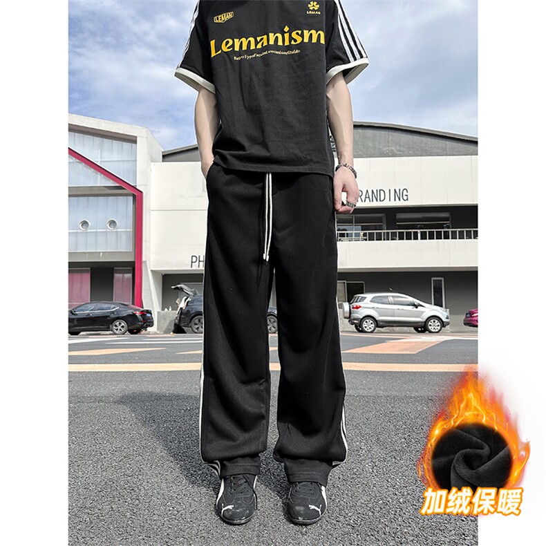 A178-K2838JR大货秋冬季加绒加厚三条杠卫裤直筒宽松特P42,男装休闲裤,电商A178