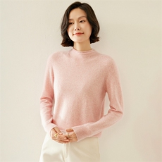 高端软糯山羊绒衫女圆领套头秋冬宽松百搭一线成衣针织打底衫毛衣，女装羊绒衫，纳丰羊绒