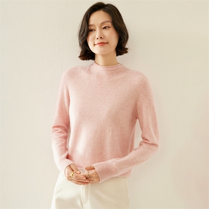 高端软糯山羊绒衫女圆领套头秋冬宽松百搭一线成衣针织打底衫毛衣图片