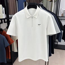 夏季棉短袖半拉链翻领POLO衫男T恤潮流品质上衣体恤男装，男装T恤，钱塘6003（原4033）