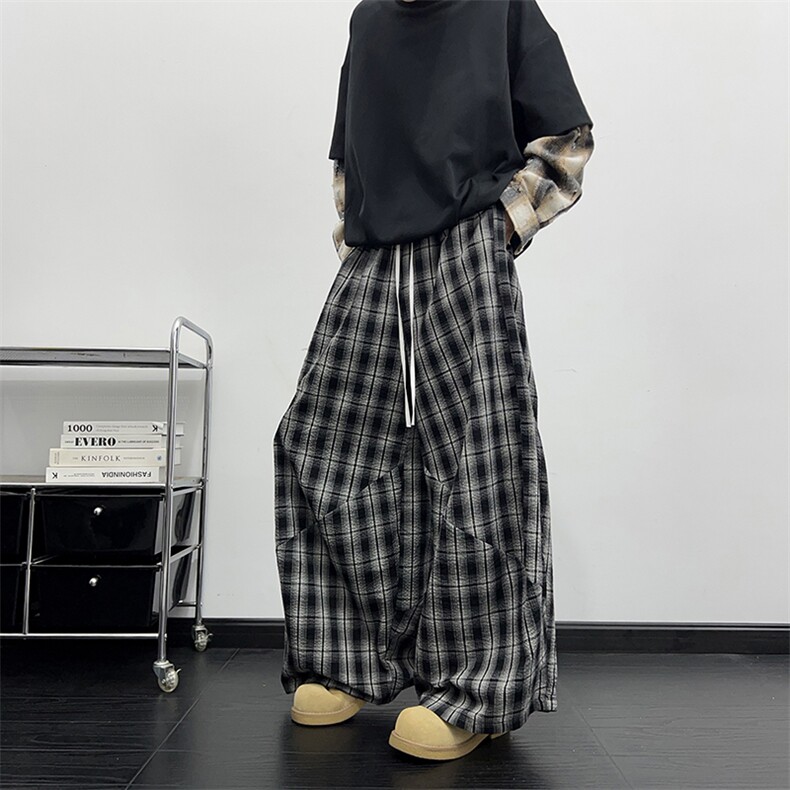 新款宽松休闲裤男韩版潮流百搭裤子坠感阔腿拖地长裤K0848-P48,男装休闲裤,星座308B-2