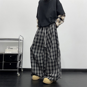 新款宽松休闲裤男韩版潮流百搭裤子坠感阔腿拖地长裤K0848-P48图片