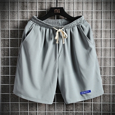 MK37202-P15冰丝短裤男士大码宽松休闲五分裤男运动中裤网格，男装休闲裤，电商A040A