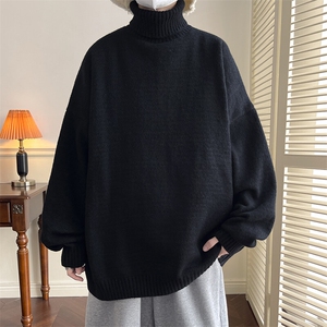 秋冬休闲纯色百搭毛衣男士美式oversize套头高领针织衫MY102-P40图片