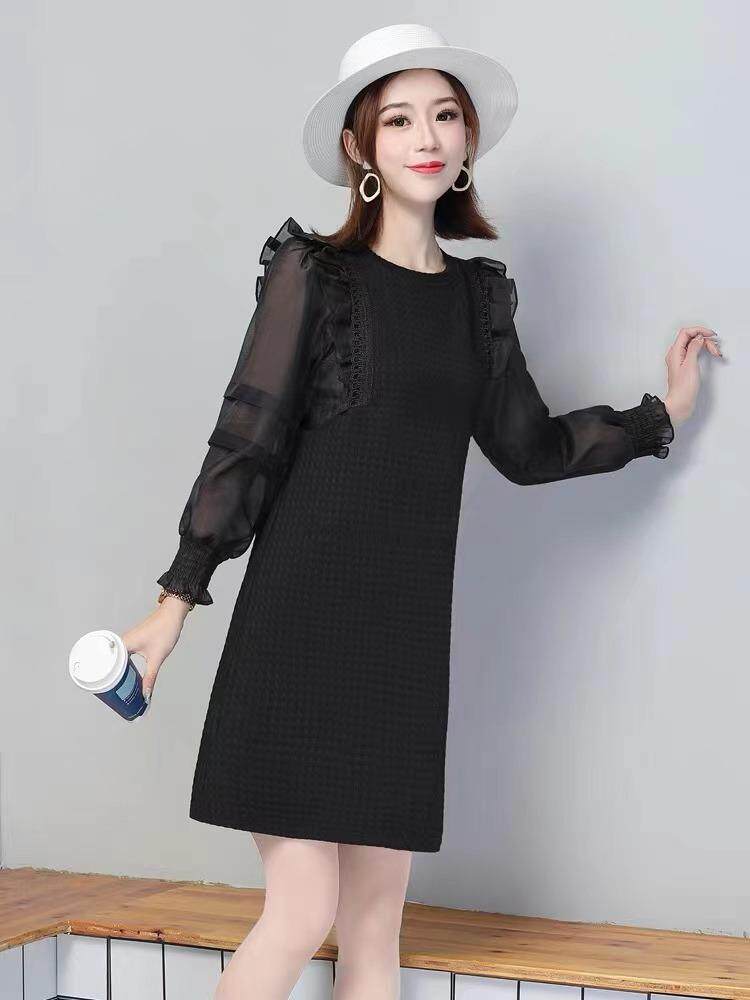 韩版拼接连衣裙，女装连衣裙，红利秀雅