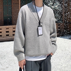 纯色韩版简约慵懒风宽松针织打底衫毛衣外套男5Q3067-TP4588，男装针织衫/毛衣，电商A102