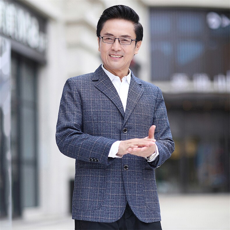 新款中年男士西装领休闲轻休闲上衣商务风单西外套WW1122-P98,男装西服套装,星座715-3