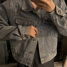 小个子重工汤钻牛仔外套女2025春季新款时尚短款上衣C777-98，男装工装外套，星座911-2(原星座613-2）