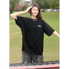 双纱纯棉彩虹刺绣短袖T恤男夏季潮牌美式高街宽松情侣内搭打底衫，男装T恤，电商A486