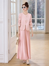 新中式G风套装女2026春新款优雅时尚复古盘扣刺绣文艺范两件套裙，女装套装/套裙，卡杰菲