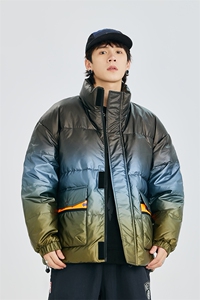 冬季立领亮面渐变加厚保暖外套潮牌宽松羽绒服A305-3758-P200图片