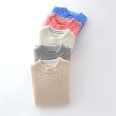 童羊毛加厚绞花学院风针织衫中大童套头毛衣女童半高打底，童装毛衣，初丹羊绒童装