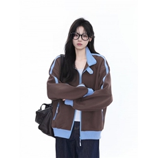 拼接运动卫衣开衫女春秋季新款潮牌休闲外套高街立领棒球服潮，女装短外套，星座1210-1