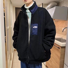 A加厚立领衣男冬季羊羔毛宽松服港风潮流休闲外套W2345-P90，男装棉衣，星座512-3