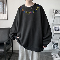 5XL华夫格卫衣男大码胖子圆领长袖t恤HW76381-P30加绒款-P40，男装卫衣，电商A040