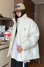 中性冬季宽松美式高街pu皮钢印加厚棉服外套XZ811A-MF199-P125，男装皮衣，星座811A