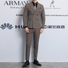 2025新款男士条纹双排扣潮款休闲西服2202-P235，男装西服，星座311B