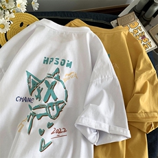 人气款中性风短袖t恤男学生纯棉宽松半袖416B-1-DT213-P25限39，男装T恤，星座416B-1