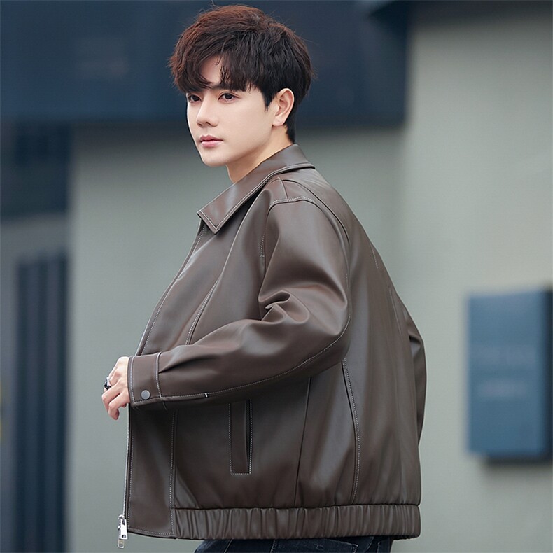 2025新款春秋痞帅PU皮男装上衣外套皮夹克A355-3635-P235控338,男装夹克,电商A355（原A415）