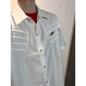 【有货】DY058-P40设计感解构拉链短袖衬衫男女夏季痞帅衬衣半袖图片
