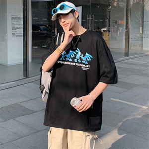 得物抖音 40支双纱高品质创意印花半袖纯棉短袖T恤男女 T7229-P40图片