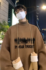 港风新款冬季时尚百搭宽松印花毛衣M6941特批50控88，男装针织衫/毛衣，电商A268A