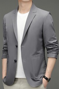 2023春夏季中年男士商务休闲免烫防晒服便西装纯色西服男装上衣图片