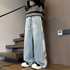 2025秋冬款重磅水洗日系条纹宽松直筒男士牛仔裤XZ212-QNK778-P45，男装牛仔裤，星座212-1