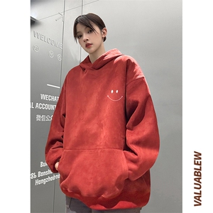 ！麂皮绒连帽卫衣 直播品质重磅400克笑脸印花JL7136-P45控78图片