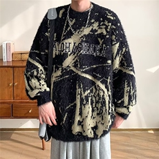 时尚原宿长袖毛衣文艺百搭新款气质简约ins日系7070-P48，男装针织衫/毛衣，星座1109-4