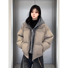 1506-1/MS60651/P119美式假两件连帽PU皮衣棉服男款冬季加厚百搭，男装皮衣，星座1506-1