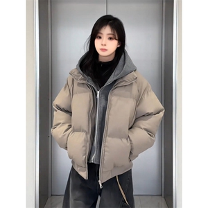 1506-1/MS60651/P119美式假两件连帽PU皮衣棉服男款冬季加厚百搭图片