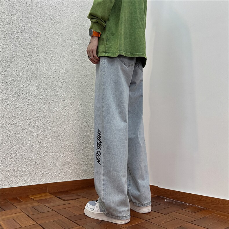 k1030-p45-控68M-5XL港风高阶拉链黑暗破洞宽松大码牛仔裤,男装牛仔裤,星座116