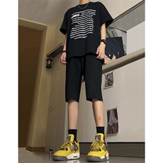 现货夏季黄泥色牛仔毛边短裤美式宽松五分中裤男K5811-P35控58，男装牛仔裤，星座205
