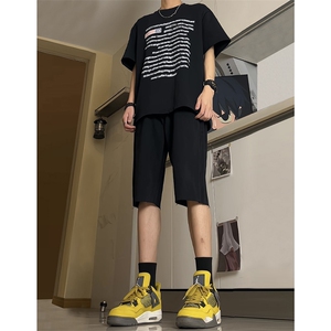 现货 夏季黄泥色牛仔毛边短裤美式宽松五分中裤男 K5811-P35 控58图片