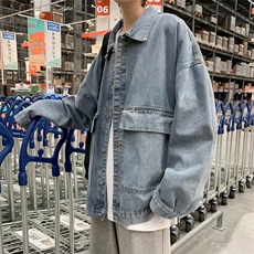 工装牛仔夹克ins春秋季宽松潮流上衣潮牌男韩版情侣外套W666-P50，男装夹克，星座512-4