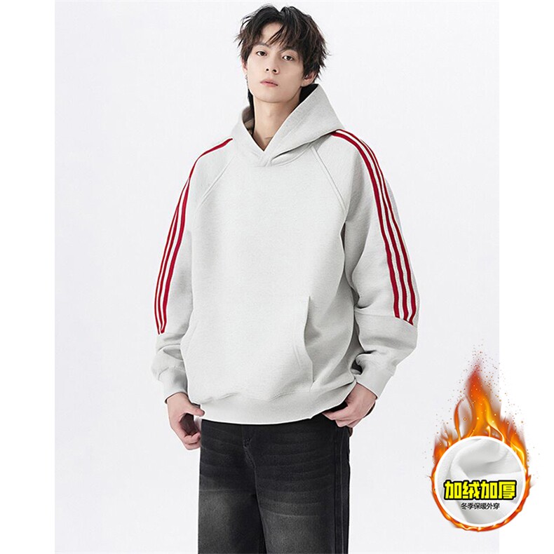 480G重磅加绒硬挺boxy男女秋冬季美式高街结构宽松织带卫衣厚外套,女装短外套,电商A486